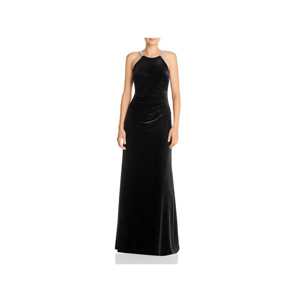 AQUA FORMAL Womens Straps Lined Sleeveless Full-Length Evening Gown Dress - Picture 1 of 2
